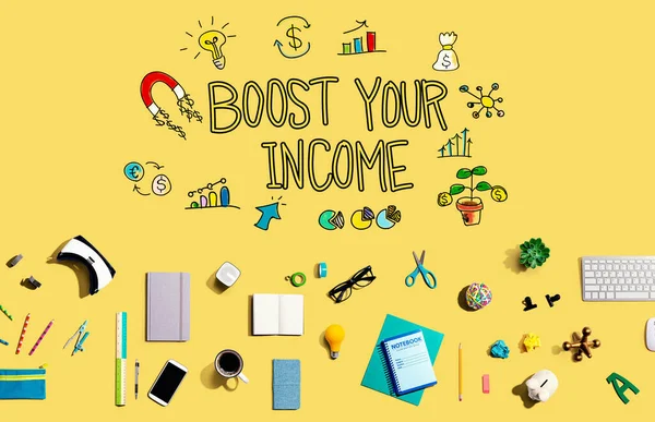 Steigern Sie Ihr Einkommen mit elektronischen Geräten und Bürobedarf — Stockfoto