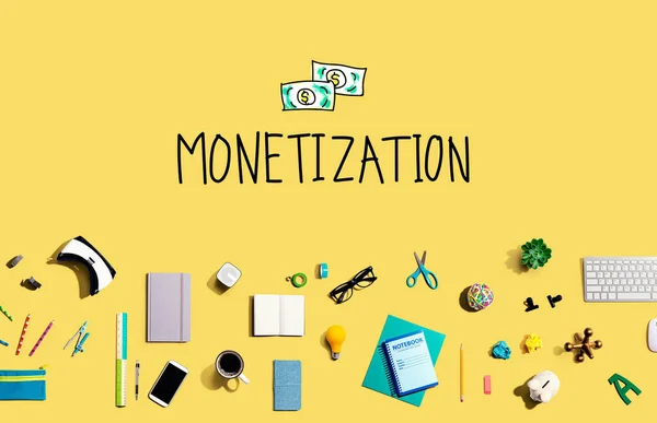 Monetization with electronic gadgets and office supplies — Stockfoto