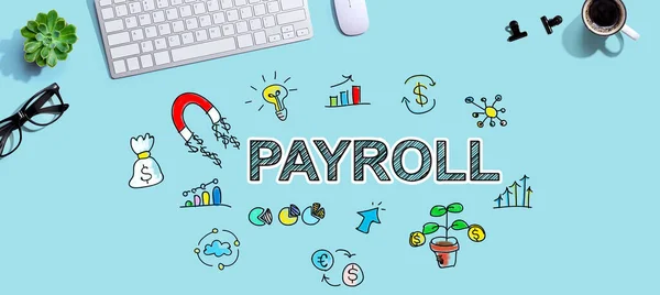 Payroll with a computer keyboard — Stockfoto