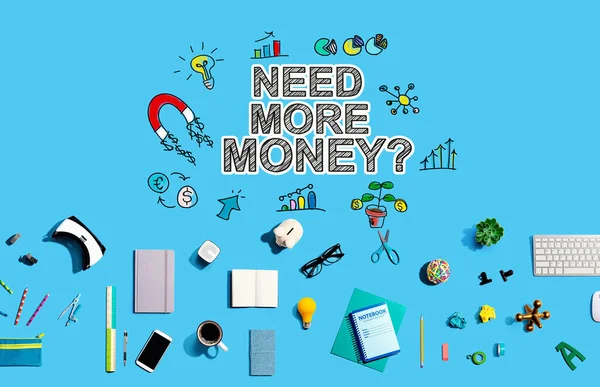 Tema Need More Money con gadget elettronici e forniture per ufficio — Foto Stock