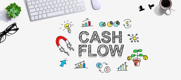 Cash flow with a computer keyboard — 스톡 사진