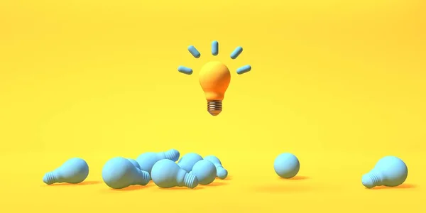 Uma ideia única lâmpada de luz - 3D — Fotografia de Stock