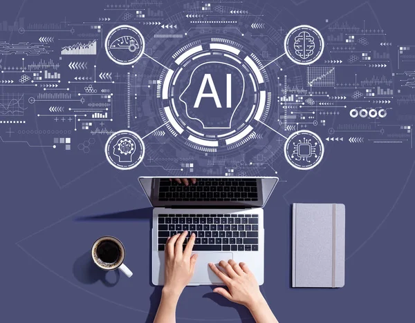 AI concept with person using a laptop — Stock Photo, Image