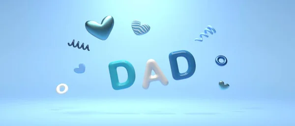 Faderns Dag Tema Med Blå Hjärtan Render — Stockfoto