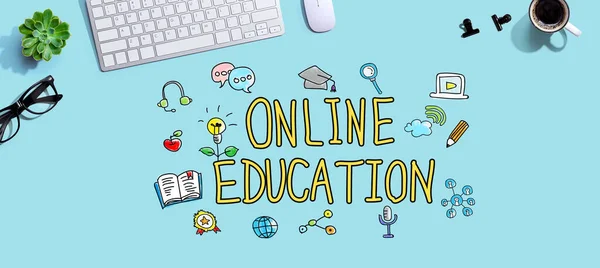 Online Onderwijs Met Een Toetsenbord Een Muis — Stockfoto
