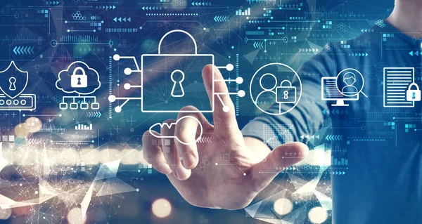 Bulanık şehir geçmişi olan bir adamla veri güvenliği kavramı