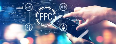 PPC - Geceleri bulanık şehir ışıkları ile tıklama başına ödeme kavramı