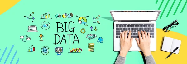 Big Data Theme Person Using Laptop Computer — Stock Photo, Image