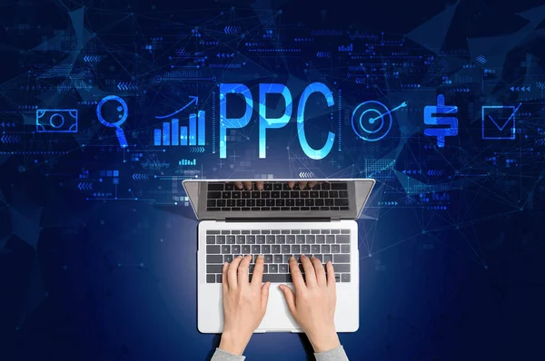 Ppc Pay Click Concept Met Persoon Met Behulp Van Een — Stockfoto