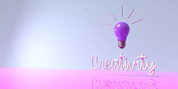 Glühbirne Mit Kreativität Text Render — Stockfoto