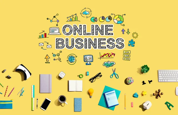 Online business with collection of electronic gadgets and office supplies
