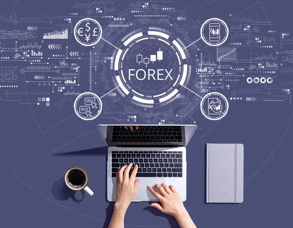 Forex Koncepcji Handlu Osobą Korzystającą Laptopa — Zdjęcie stockowe