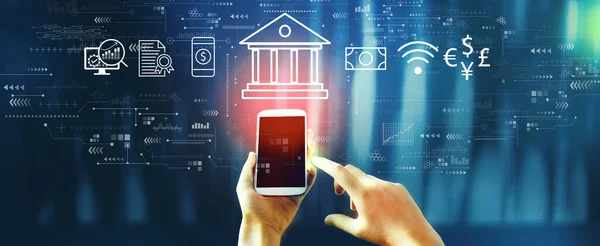 Online Banking Concept Άτομο Που Χρησιμοποιεί Smartphone — Φωτογραφία Αρχείου