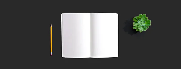 Prázdný Bílý Zápisník Shora Plochý Ležel — Stock fotografie