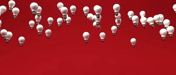 Idea light bulbs floating in the air - 3D render