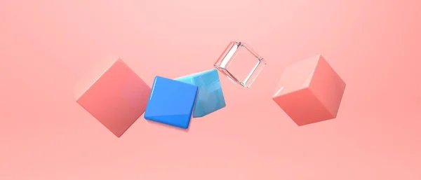 Ilustração Renderização Abstrata Formas Cubo — Fotografia de Stock