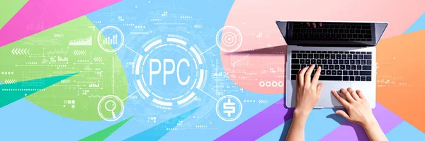 Ppc Pago Por Clic Concepto Con Persona Que Utiliza Ordenador —  Fotos de Stock