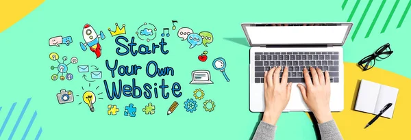 Start Your Own Website Person Using Laptop Computer — 스톡 사진