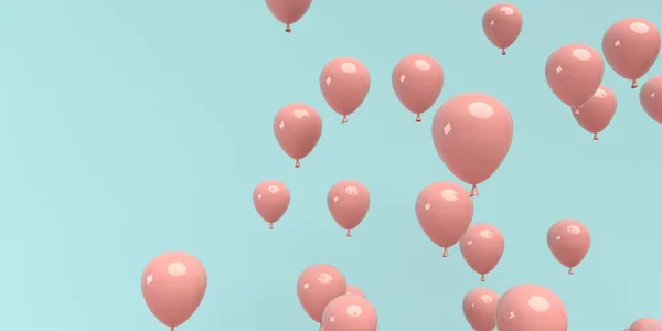 Floating balloons on a colored background - 3D render