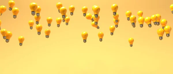 空中に浮かぶアイデア電球 3Dレンダリング — ストック写真
