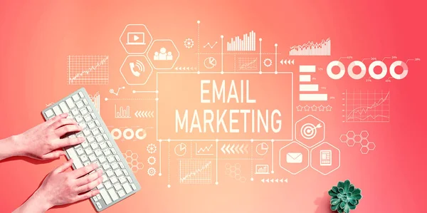 Email Marketing Person Using Computer Keyboard —  Fotos de Stock