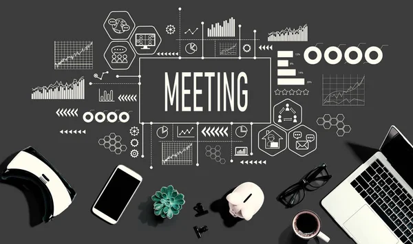 Meeting Theme Electronic Gadgets Office Supplies Flat Lay — Photo