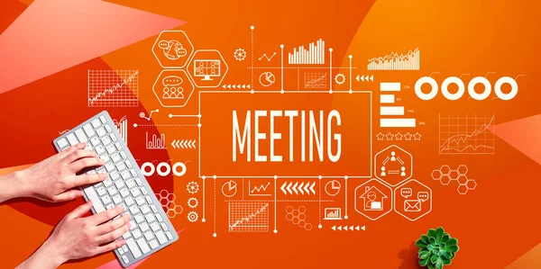 Meeting Theme Person Using Computer Keyboard — Φωτογραφία Αρχείου