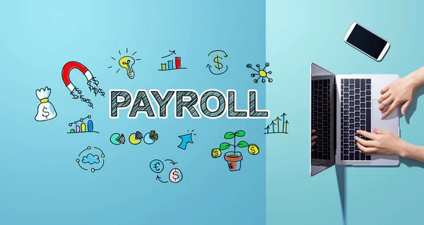 Payroll Person Working Laptop — Φωτογραφία Αρχείου
