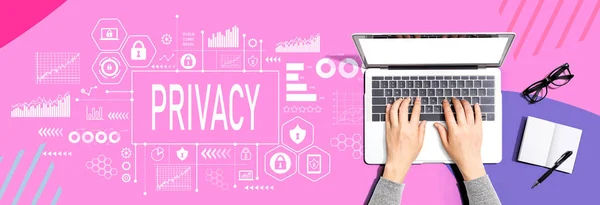 Privacy Theme Person Using Laptop Computer — Stock Photo, Image