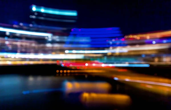 Abstract City Night Lights Illuminated Blurred Urban Background — Stockfoto