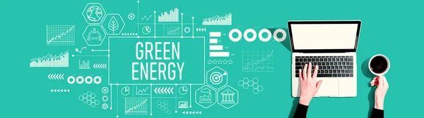 Green Energy Concept Person Using Laptop Computer — Stok fotoğraf