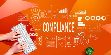 Compliance theme with person using a computer keyboard