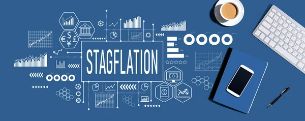 Stagflation Theme Computer Keyboard Office Items — Stockfoto