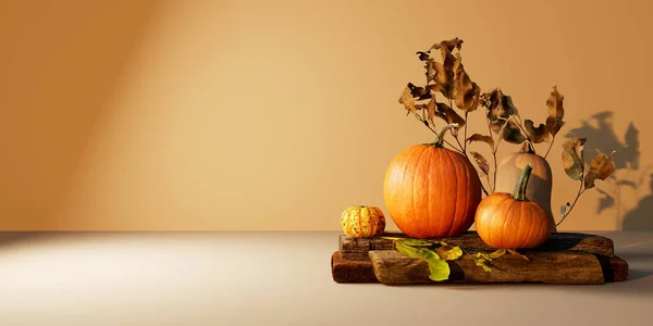 Autumn pumpkins - Harvest and Thanksgiving theme - 3d render
