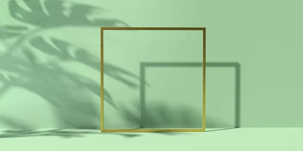 Open golden square picture frame - abstract 3D render illustration