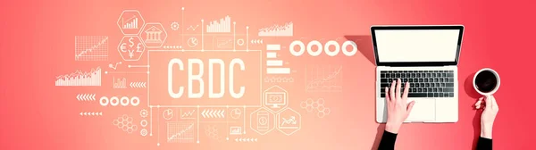 Cbdc Central Bank Digital Currency Concept Person Using Laptop Computer — ストック写真