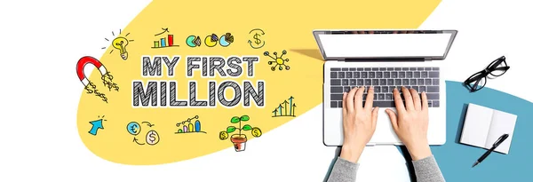 First Million Person Using Laptop Computer — 스톡 사진