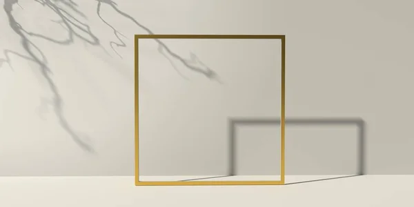 Open Golden Square Picture Frame Abstract Render Illustration — Stock fotografie