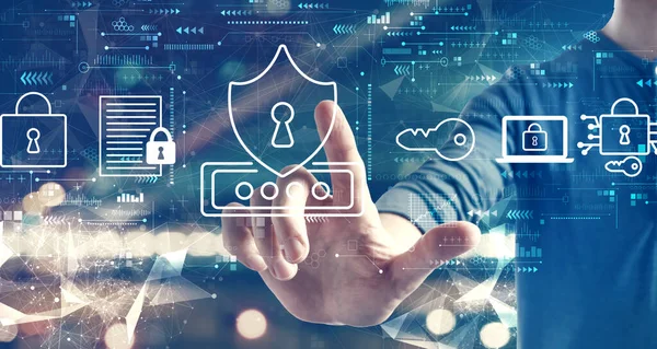 Bulanık şehir geçmişi olan bir adamla siber güvenlik teması