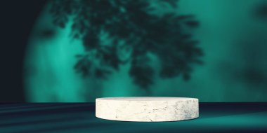 Podium in a room with shadow of tree - 3D render