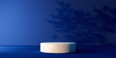 Podium in a room with shadow of tree - 3D render