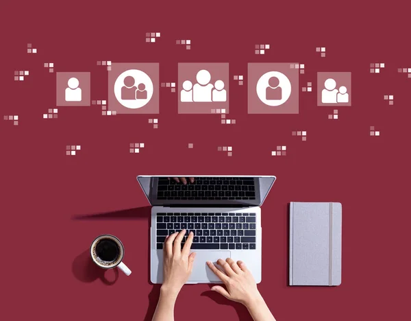 Social Connections Theme Person Using Laptop Computer — Foto Stock