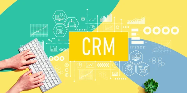 Crm Customer Relationship Management Theme Person Using Computer Keyboard — Stockfoto