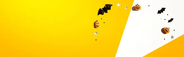 Миниатюрные Призраки Тыквы Хэллоуина Украшениями Плоский Уголок — стоковое фото