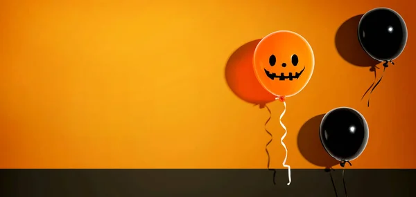 Halloween Fantasma Palloncino Con Faccia Felice Piatto Laici — Foto Stock