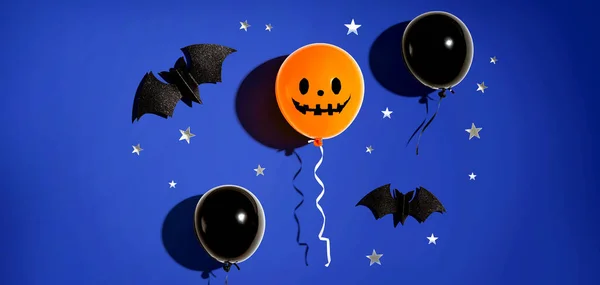 Halloween Ballon Geist Mit Fledermäusen Flach Legen — Stockfoto