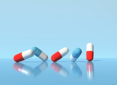 İlaç kapsülleri - Sağlık teması- 3D oluşturma