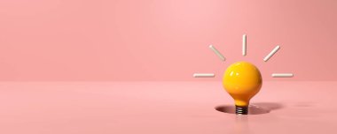 Zeminde delik olan bir ampul fikri - 3D render