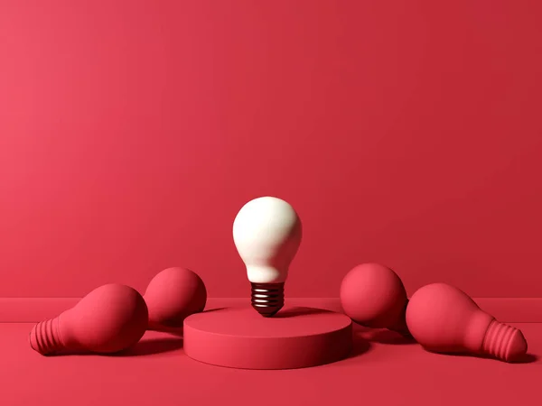 One Out Unique Idea Light Bulb Render — Stock Photo, Image