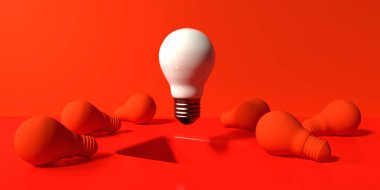 Zeminde bir delik olan eşsiz bir fikir ampulü - 3D render